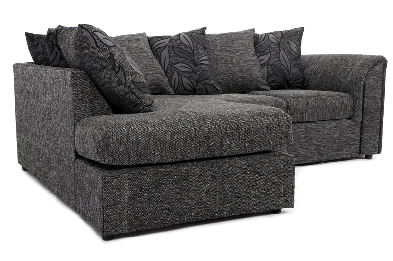 Byron Left Hand Corner Sofa - Black Dundee