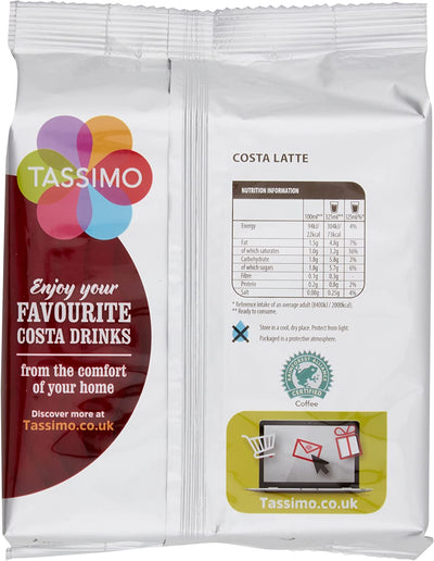 Tassimo Costa Latte Coffee Pods (Pack of 5, Total of 40 Servings)