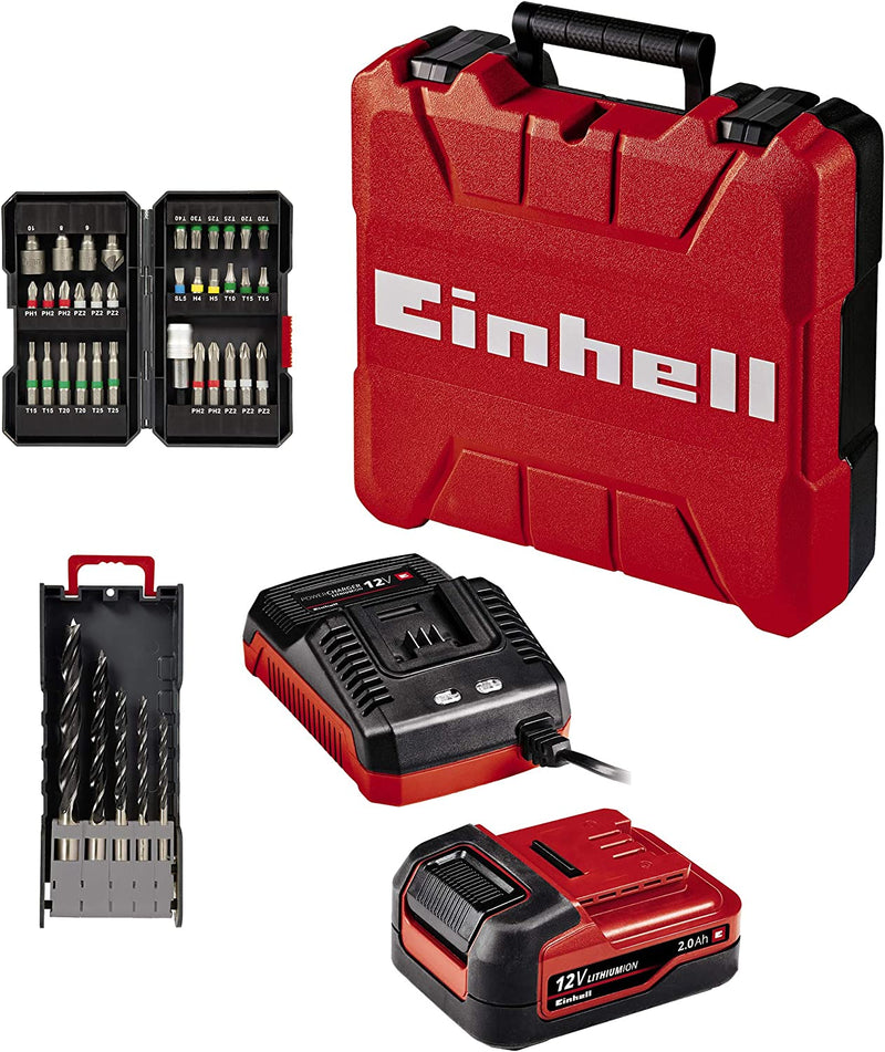 Einhell TE-CD 12/1 3X-Li Cordless Drill Driver With Battery And Charger | 30Nm, 2-Speed, 10mm Drill Chuck | Combi Drill With 39 Piece Drill Bit Set