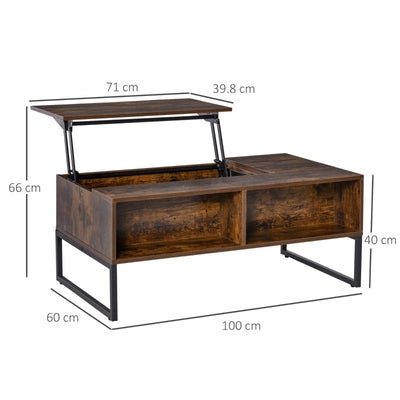 Extendable Coffee Table Lift Top Desk - Brown