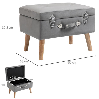 Elegant Velvet Footstool Pouffe Storage , Grey