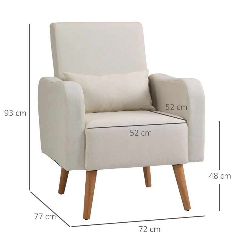 Accent Chair, Linen-Touch Armchair, Cream