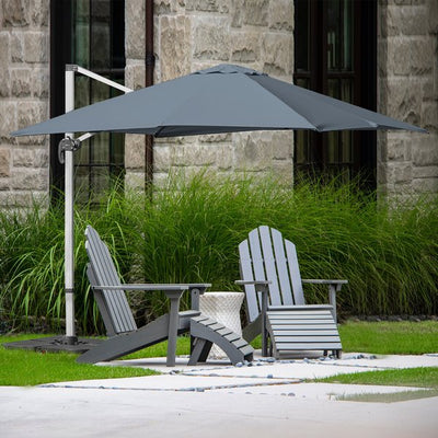 3M Cantilever 360 Degree Rotation Hanging Parasol W/ Cross Base - Grey