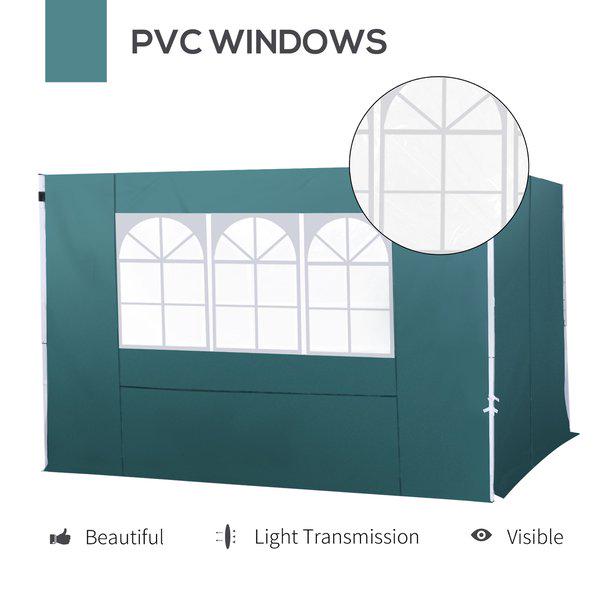 3m Gazebo Exchangeable Side Panel Wall W/ Window - Green