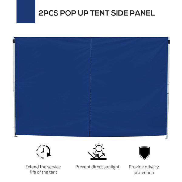 3m Gazebo Exchangeable Side Panel Panels W/ Window - Blue