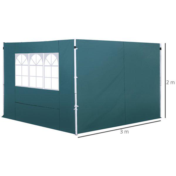 3m Gazebo Exchangeable Side Panel Wall W/ Window - Green