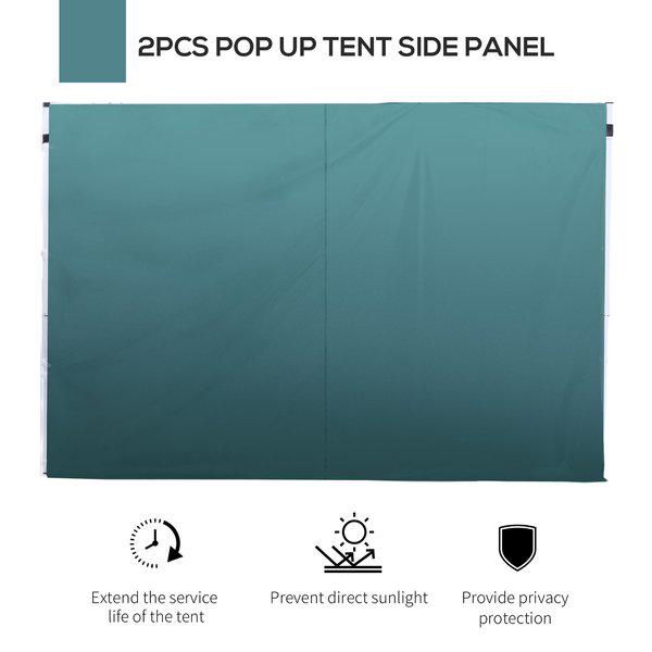 3m Gazebo Exchangeable Side Panel Wall W/ Window - Green