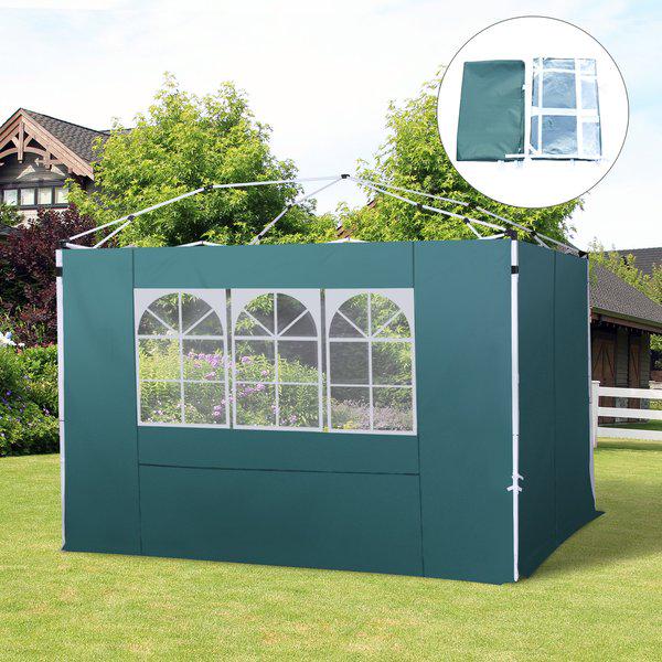 3m Gazebo Exchangeable Side Panel Wall W/ Window - Green