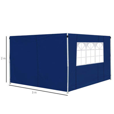 3m Gazebo Exchangeable Side Panel Panels W/ Window - Blue