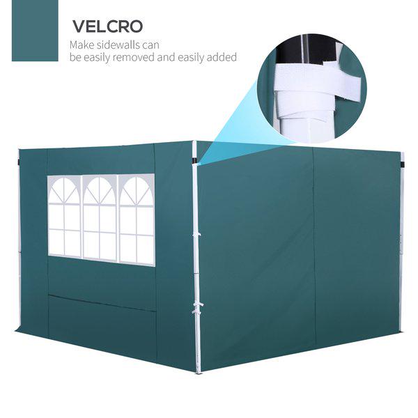 3m Gazebo Exchangeable Side Panel Wall W/ Window - Green