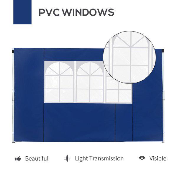 3m Gazebo Exchangeable Side Panel Panels W/ Window - Blue