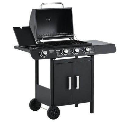 Gas Burner Barbecue Grill 3+1 Garden BBQ Trolley