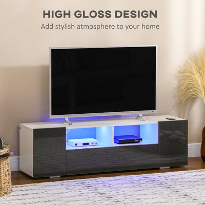 Modern TV Stand Unit For TVs Up To 60 With LED Lights, Grey