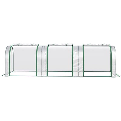 Outsunny PVC Tunnel Greenhouse Green Grow House Steel Frame for Garden Backyard with Zipper Doors 295x100x80 cm, Clear