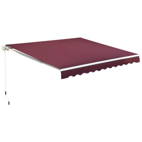 4x3m Retractable Manual Awning - Wine Red/Green