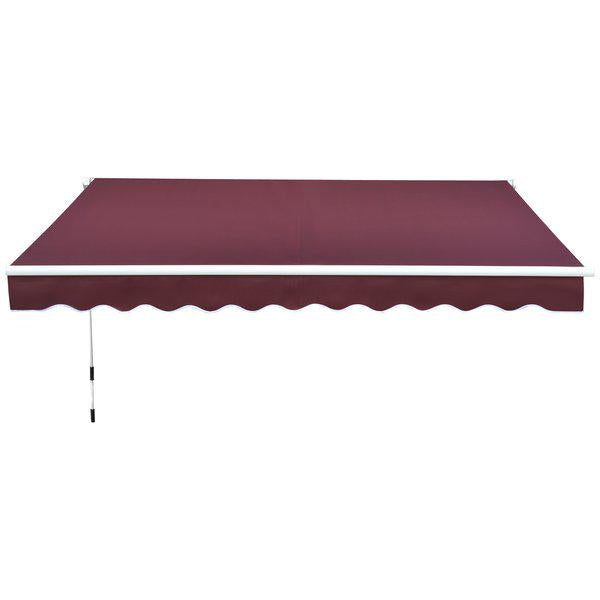 4x3m Retractable Manual Awning - Wine Red/Green