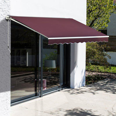 4x3m Retractable Manual Awning - Wine Red/Green