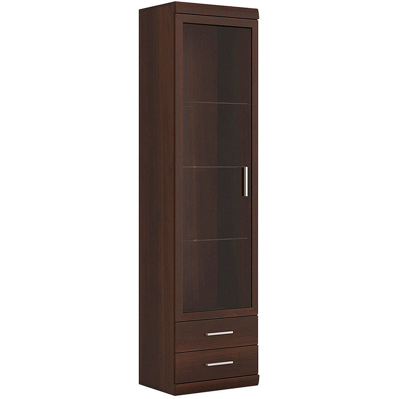 Imperial Dark Mahogany Melamine 1 Door 2 Drawer Glazed Display Cabinet