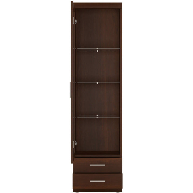 Imperial Dark Mahogany Melamine 1 Door 2 Drawer Glazed Display Cabinet