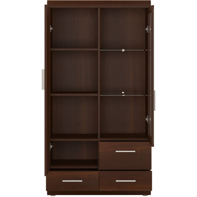 Imperial Dark Mahogany Melamine 2 Door 3 Drawer Glazed Display Cabinet