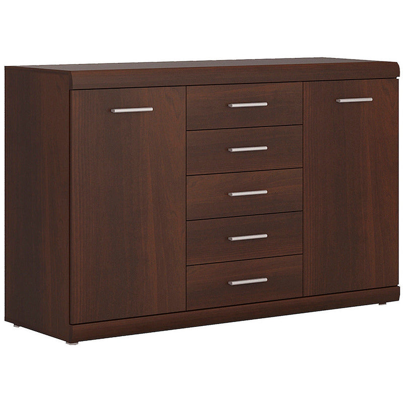 Imperial Dark Mahogany Melamine 2 Door 5 Drawer Sideboard