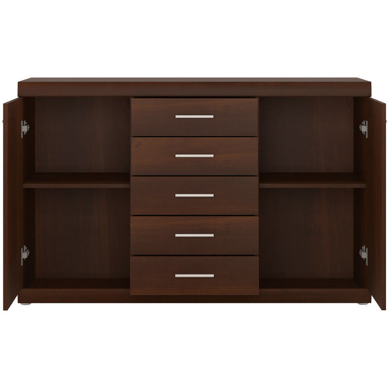 Imperial Dark Mahogany Melamine 2 Door 5 Drawer Sideboard