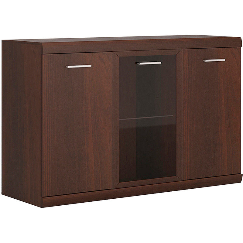 Imperial Dark Mahogany Melamine 3 Door Glazed Sideboard