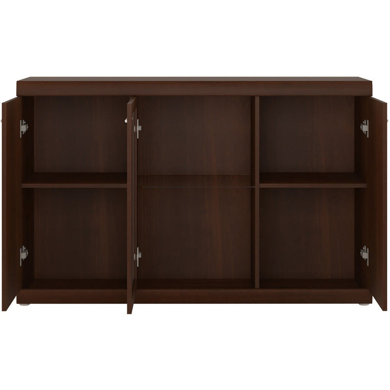 Imperial Dark Mahogany Melamine 3 Door Glazed Sideboard