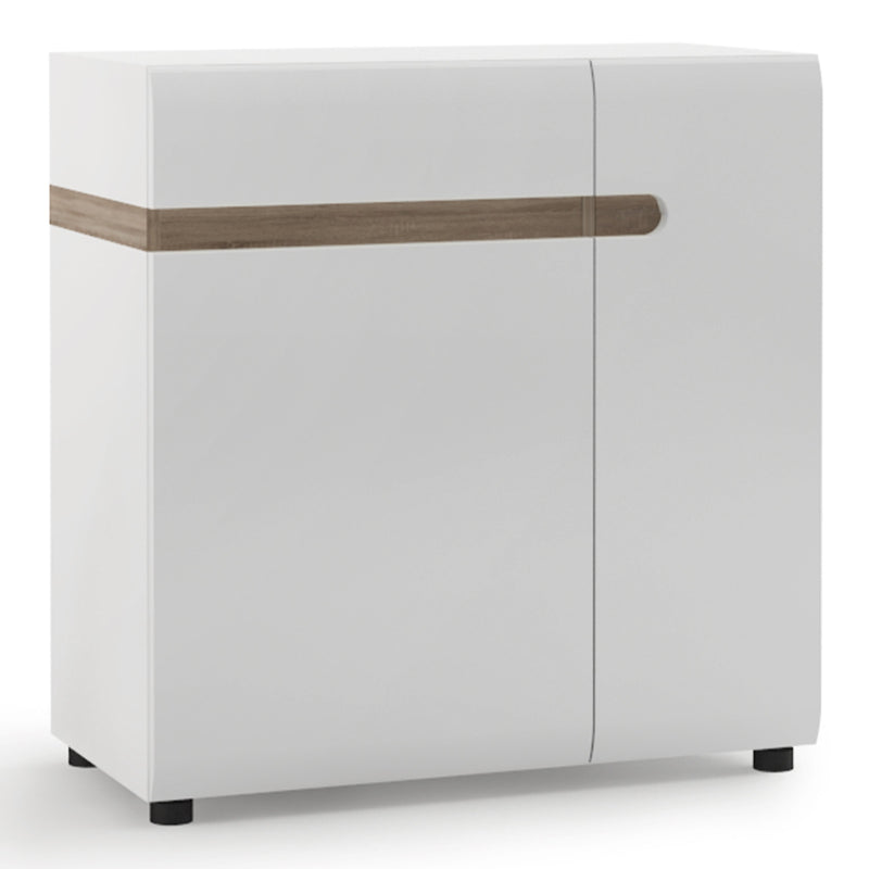 Chelsea 1 Drawer 2 Door Sideboard 85cm wide in White with Oak Trim 4023444P