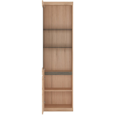 Kensington Oak Tall 2 Door Glazed Display Cabinet (LHD)