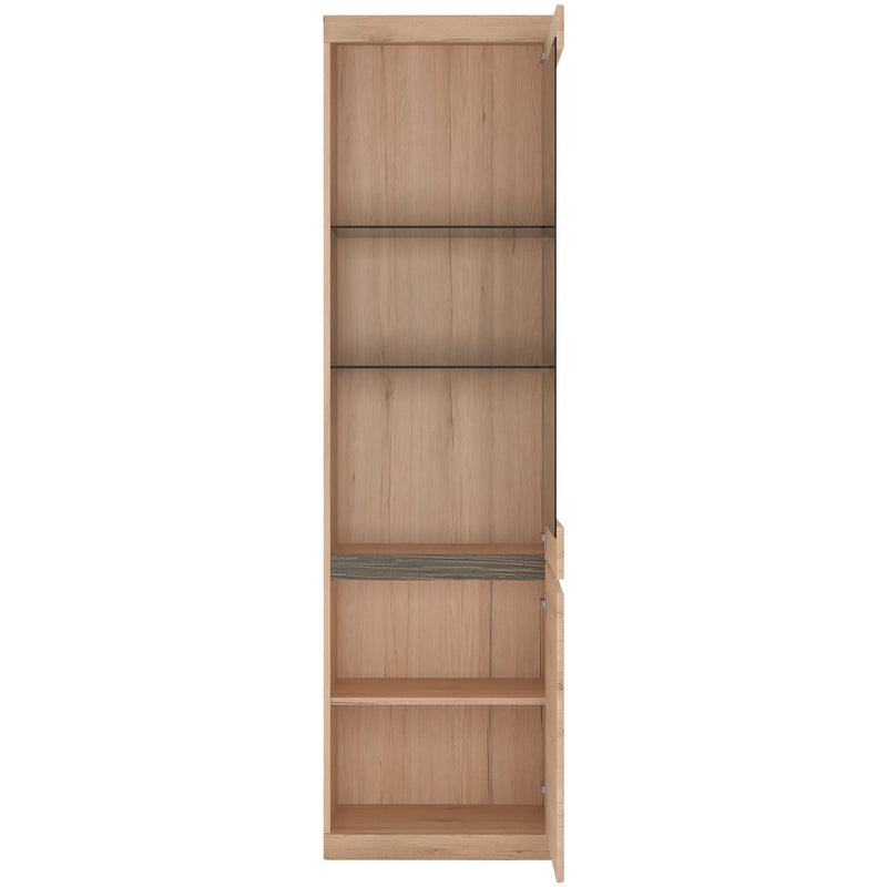 Kensington Oak Tall 2 Door Glazed Display Cabinet (RHD)