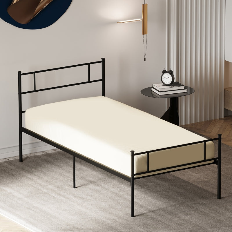 Single Metal Bed Frame Solid Bedstead Base