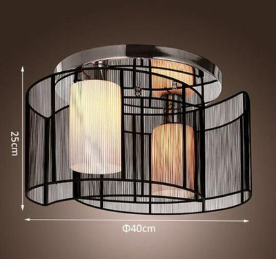 40x25cm Metal Ceiling Light Pendant With Fabric Finish Black