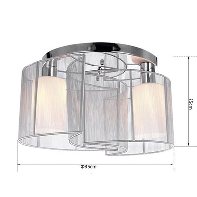 40x25cm Metal Ceiling Light Pendant With Fabric Finish - White