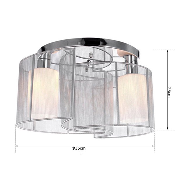 40x25cm Metal Ceiling Light Pendant With Fabric Finish - White