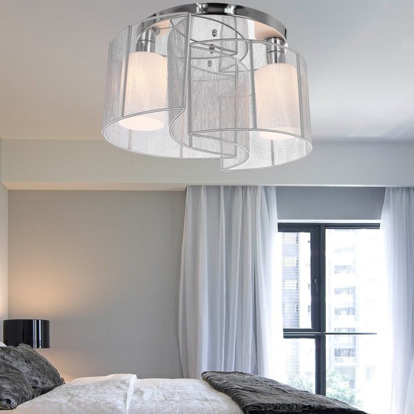 40x25cm Metal Ceiling Light Pendant With Fabric Finish - White