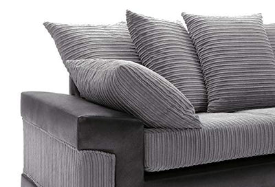 Dino Jumbo Cord Black and Grey 3 Seater