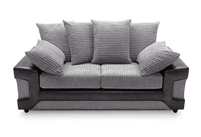 Dino Jumbo Cord Black and Grey 3 Seater