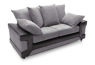 Dino Jumbo Cord Black and Grey 3 Seater