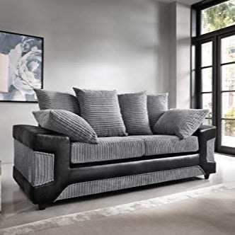 Dino Jumbo Cord Black and Grey 3 Seater