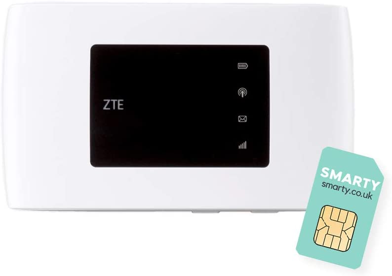 ZTE MF920U, CAT4/4G LTE Mobile Wi-Fi, Unlocked Low Cost Portable Hotspot, Connect up to 10 Devices, 2000mAh Battery, with FREE SMARTY SIM Card- White