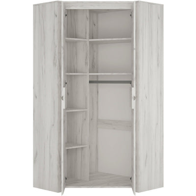 Angela White Oak Corner Wardrobe