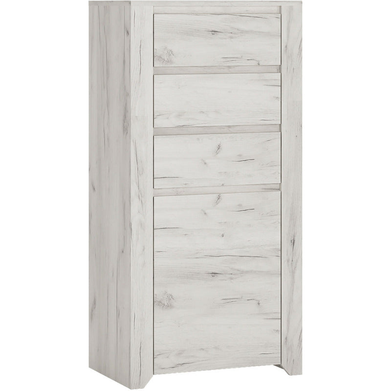 Angela White Oak 1 Door 3 Drawer Chest