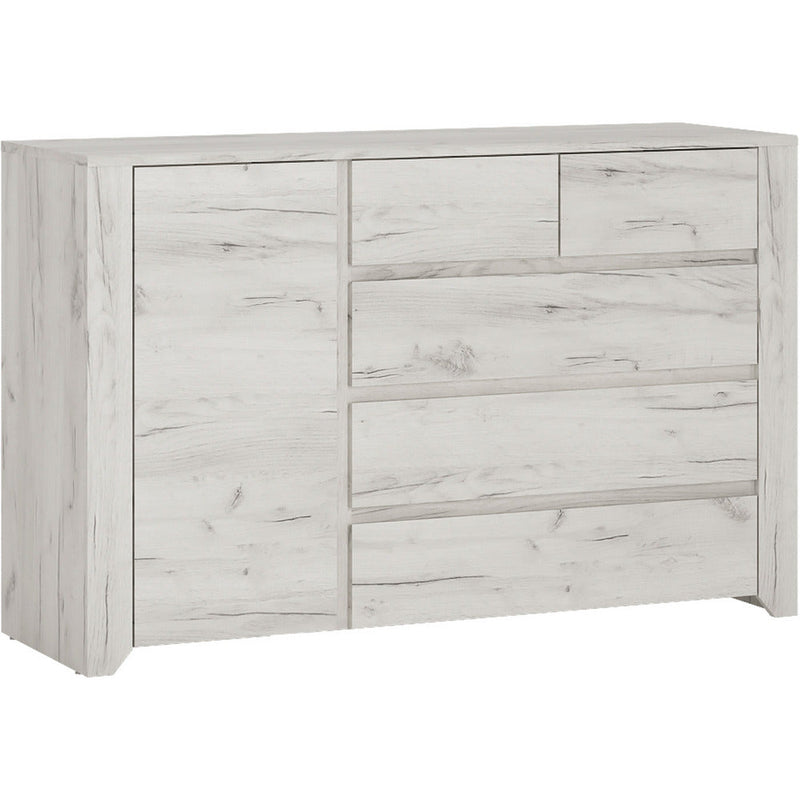 Angela White Oak 1 Door 2+3 Drawer Chest