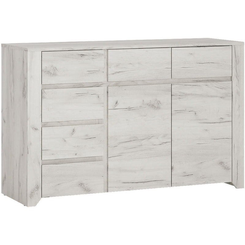 Angela White Oak 2 Door 3+3 Drawer Wide Chest