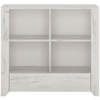 Angela 1 Drawer White Oak Low Bookcase