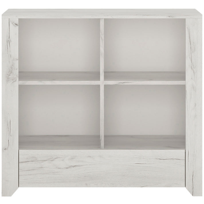 Angela 1 Drawer White Oak Low Bookcase