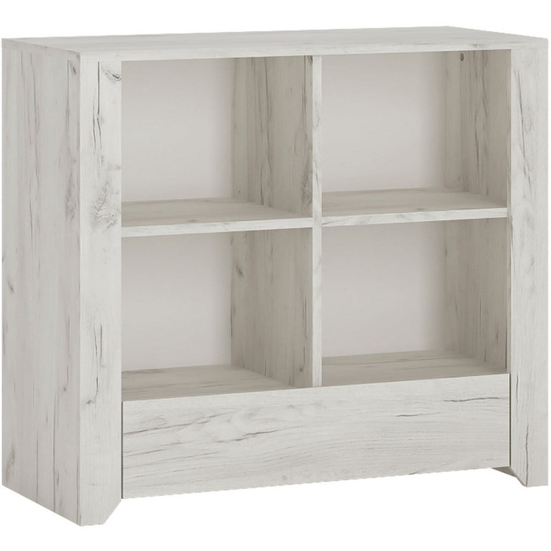 Angela 1 Drawer White Oak Low Bookcase