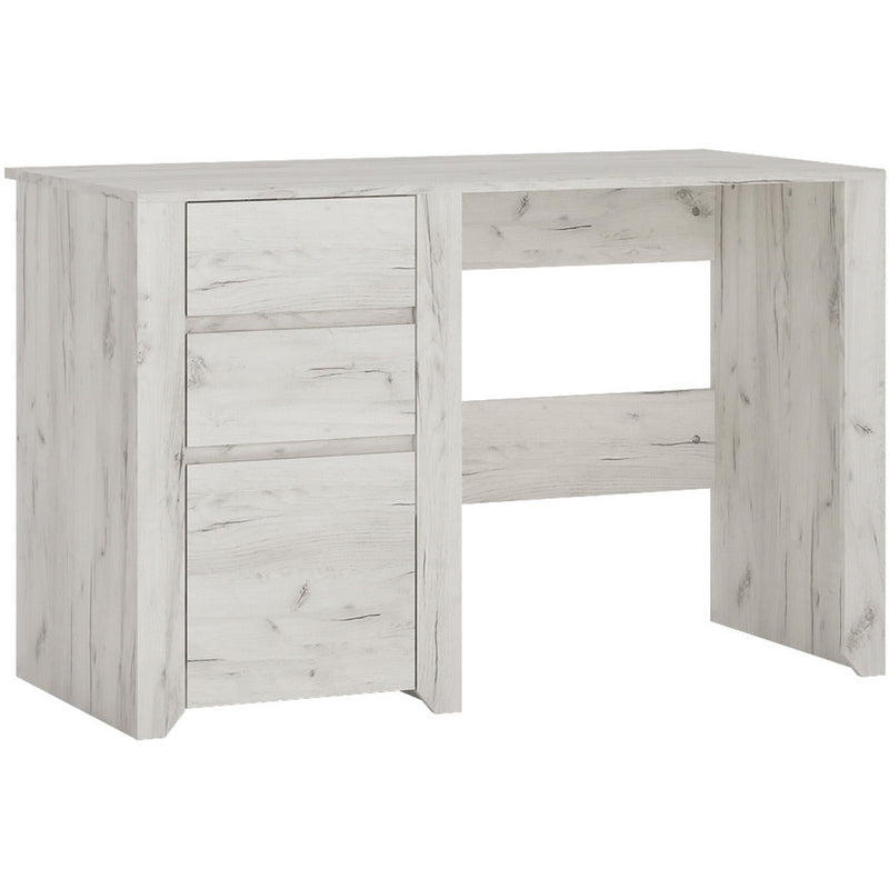 Angela White Oak 3 Drawer Desk