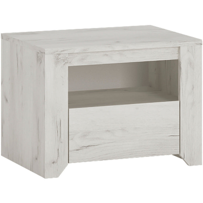 Angela 1 Drawer White Oak Bedside Cabinet